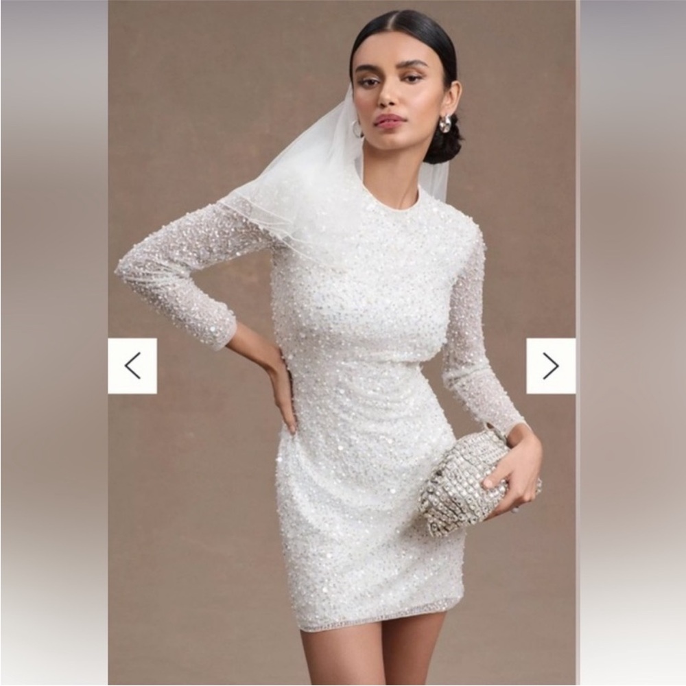 Elegant White Beaded Dress